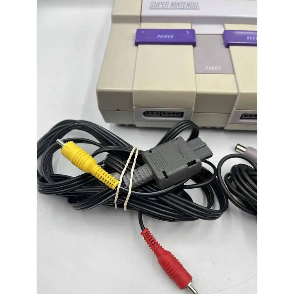 Super Nintendo SNES Console w/ 1 OEM Controller + All OEM Cords - TESTED
